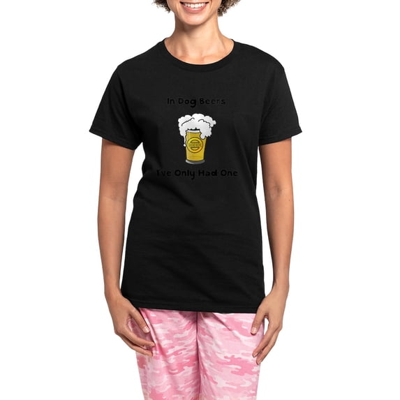 CafePress - Dog Beers Black Women's Dark Pajamas - Women's Short Sleeve Print T-Shirt and Pants Dark Cotton Pajama Set