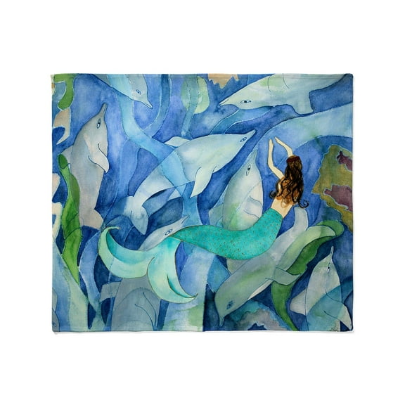 CafePress - Dolphin &Amp; Mermaid Party Throw Blanket - Soft Fleece Throw Blanket, 50"x60" for All Ages