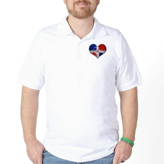 CafePress - Dominican Heart Golf Shirt - Golf Shirt, Pique Knit Golf Polo