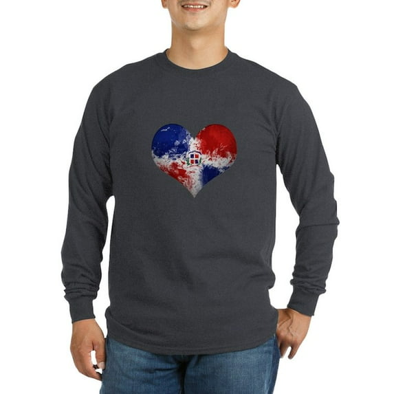 CafePress - Dominican Heart Long Sleeve Dark T Shirt - Long Sleeve Dark T-Shirt