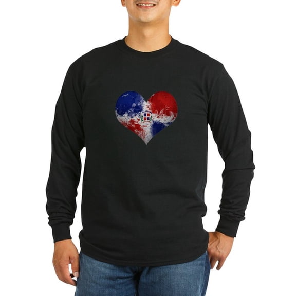 CafePress - Dominican Heart Long Sleeve Dark T Shirt - Long Sleeve Dark T-Shirt