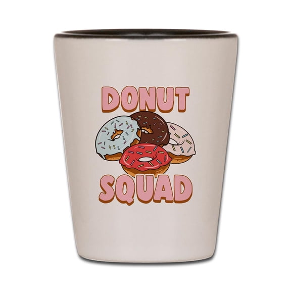 CafePress - Donut Squad Donut Lover Breakfast Food - White/Black Shot Glass, Unique and Funny Shot Glass