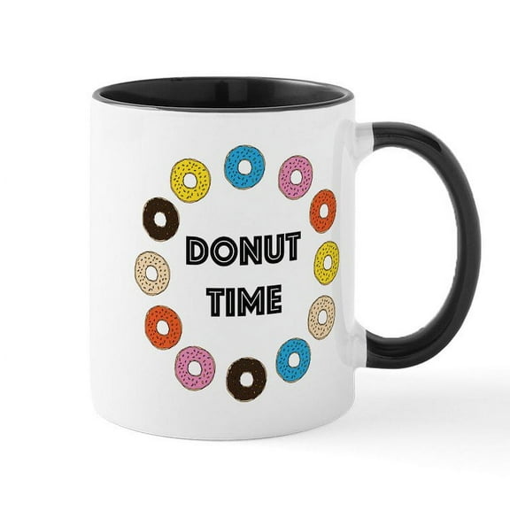 CafePress - Donut Time Mugs - 11 oz Ceramic Mug - Novelty Coffee Tea Cup