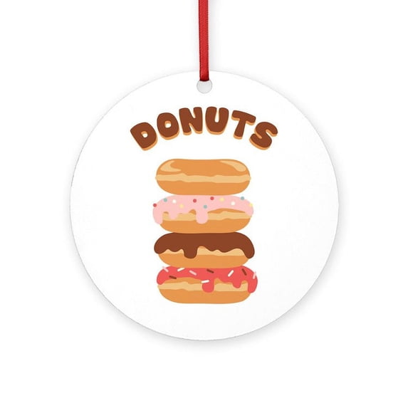 CafePress - Donuts Dessert - Round Wood Ornament 4"