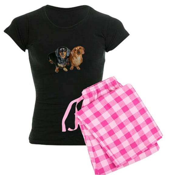 CafePress - Double Dachshund Dogs Women's Dark Pajamas - Women's Short Sleeve Print T-Shirt and Pants Dark Cotton Pajama Set