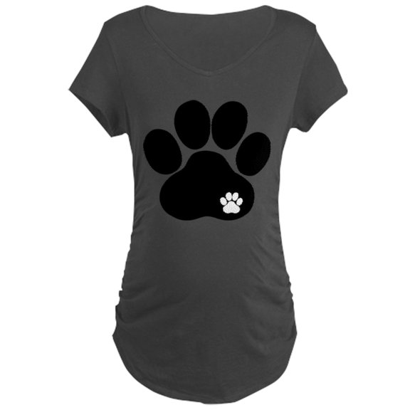 CafePress - Double Paw Print Maternity Dark T Shirt - Maternity Dark T-Shirt