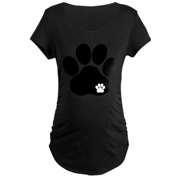 CafePress - Double Paw Print Maternity Dark T Shirt - Maternity Dark T-Shirt