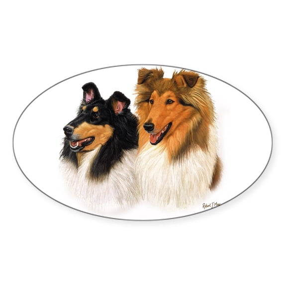 CafePress - Double Rough Collie - Sticker (Oval)