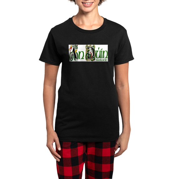 CafePress - Down Dragon (Gaelic) Pajamas - Women's Short Sleeve Print T-Shirt and Pants Dark Cotton Pajama Set