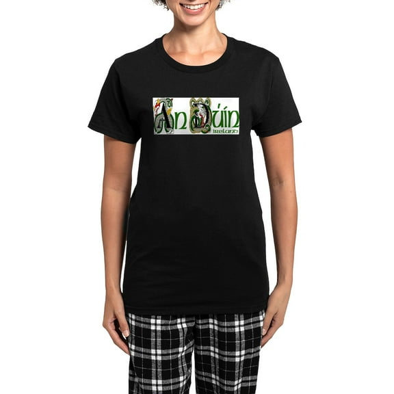 CafePress - Down Dragon (Gaelic) Pajamas - Women's Short Sleeve Print T-Shirt and Pants Dark Cotton Pajama Set