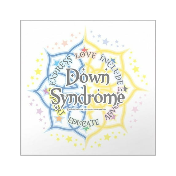 CafePress - Down Syndrome Lotus 2009 Square Sticker 3 X 3 - Square Sticker 3" x 3"