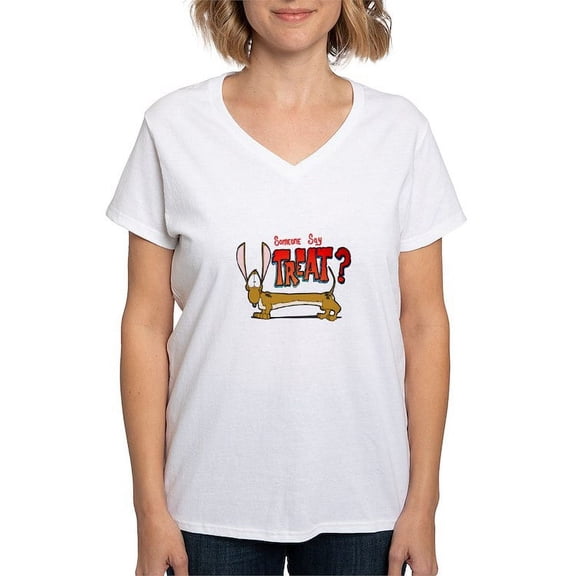 CafePress - Doxy Treat T Shirt - Womens Cotton V-Neck T-shirt