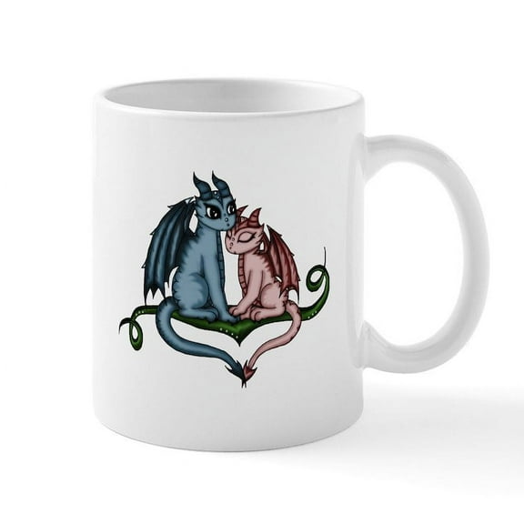 CafePress - Dragon Couple Mugs - 11 oz Ceramic Mug - Novelty Coffee Tea Cup