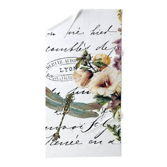 CafePress - Dragonfly And Flowers - Large Beach Towel, Soft 30"x60" Towel with Unique Design