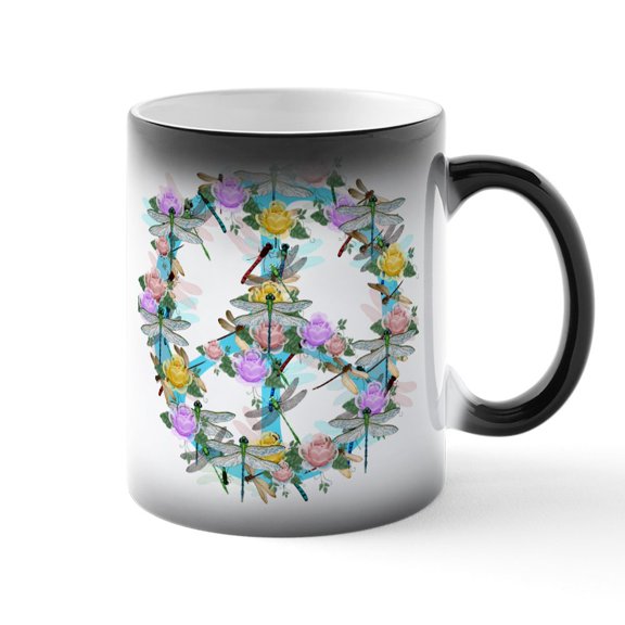 CafePress - Dragonfly Peace Sign - 11 oz Color Changing Magic Mug