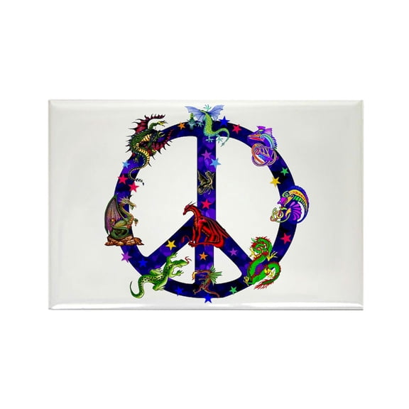 CafePress - Dragons Peace Sign - Rectangle Magnet, 2"x3" Refrigerator Magnet