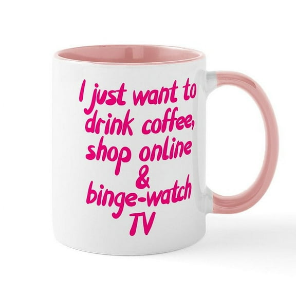 CafePress - Drink Coffee Shop Online And Bin - 11 oz Ceramic Mug - Novelty Coffee Tea Cup