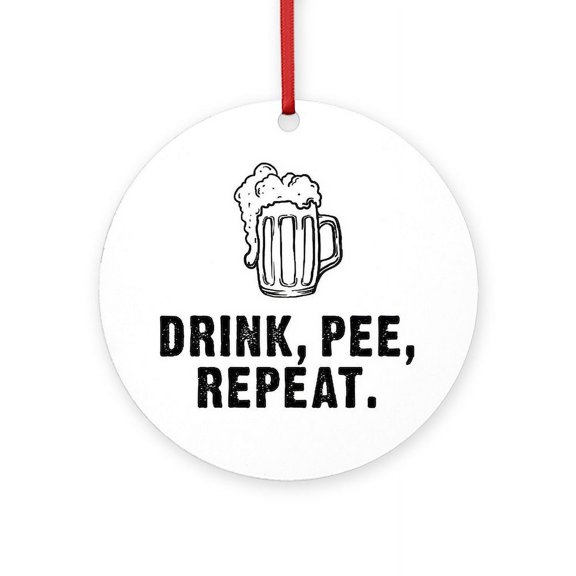 CafePress - Drink Pee Repeat - Round Wood Ornament 4"