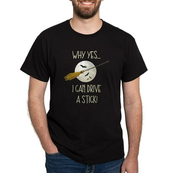 CafePress - Drive A Stick Broom Dark T Shirt - Men's Classic Graphic Cotton T-Shirt