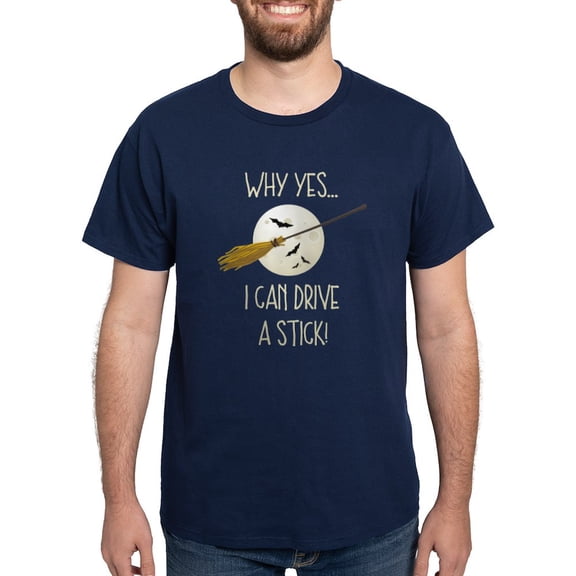 CafePress - Drive A Stick Broom Dark T Shirt - Men's Classic Graphic Cotton T-Shirt