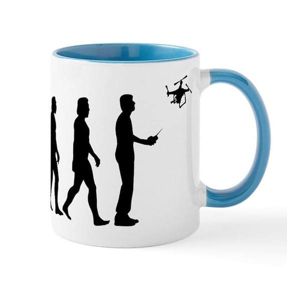 CafePress - Drone Evolution - 11 oz Ceramic Mug - Novelty Coffee Tea Cup