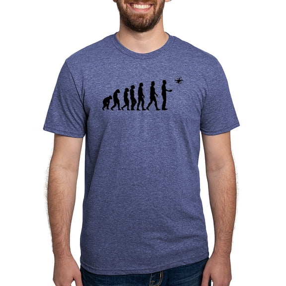 CafePress - Drone Evolution Mens Tri Blend T Shirt - Mens Tri-blend T-Shirt