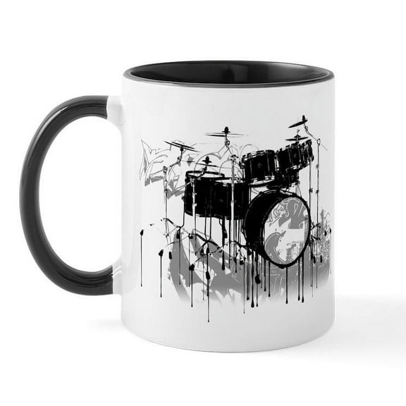 CafePress - Drum Set Graffiti Mug - 11 oz Ceramic Mug - Novelty Coffee Tea Cup