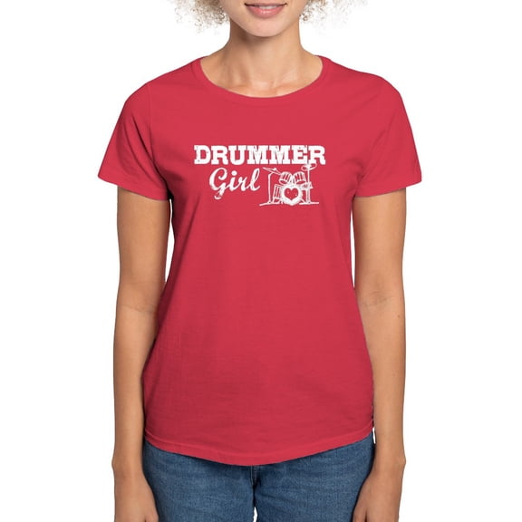 CafePress - Drummer Girl Women's Dark T Shirt - Women's Traditional Fit Dark T-Shirt