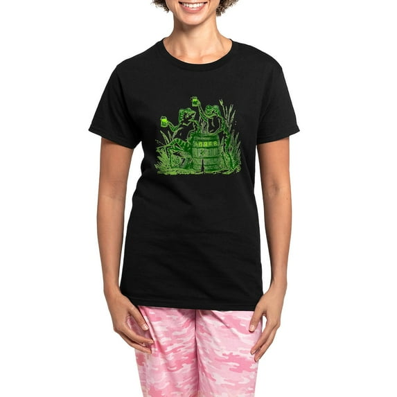 CafePress - Drunk Frogs Women's Dark Pajamas - Women's Short Sleeve Print T-Shirt and Pants Dark Cotton Pajama Set