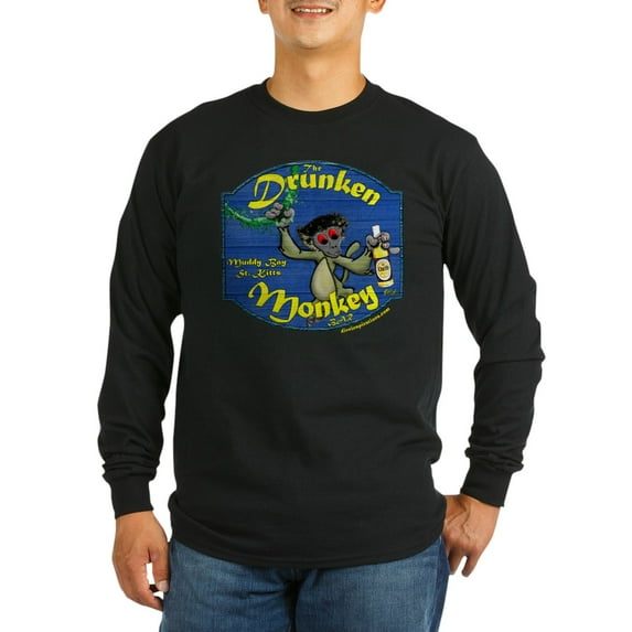 CafePress - Drunken Monkey Long Sleeve Dark T Shirt - Long Sleeve Dark T-Shirt