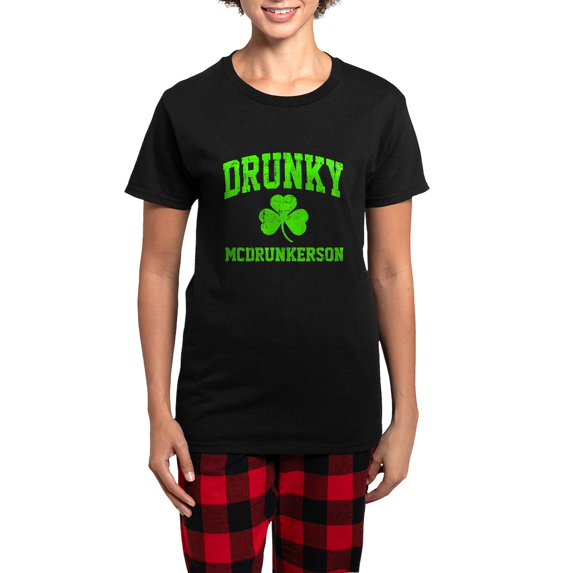 CafePress - Drunky Women's Dark Pajamas - Women's Short Sleeve Print T-Shirt and Pants Dark Cotton Pajama Set