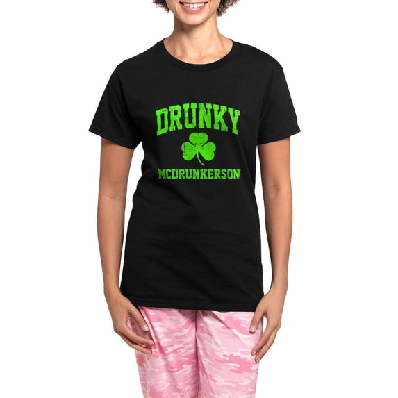 CafePress - Drunky Women's Dark Pajamas - Women's Short Sleeve Print T-Shirt and Pants Dark Cotton Pajama Set