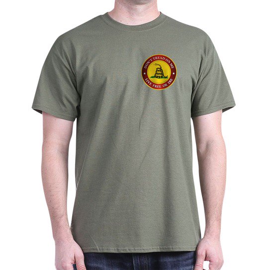 CafePress - Dtom Gadsden Flag (Logo) Dark T Shirt - Men's Classic Cotton T-Shirts