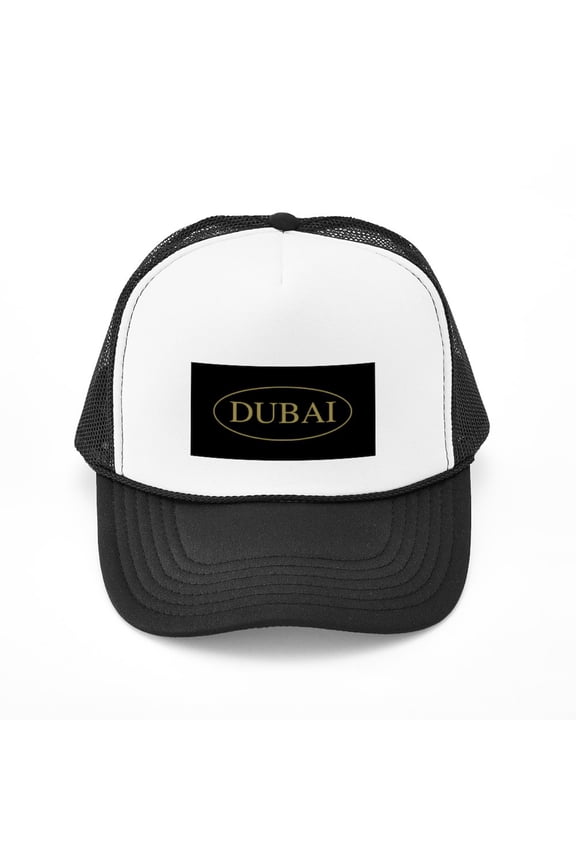 - Dubai Gold Trim - Adjustable Unisex Printed Trucker Hat with Mesh Back