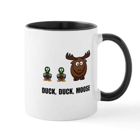 CafePress - Duck Duck Moose Mug - 11 oz Ceramic Mug - Novelty Coffee Tea Cup