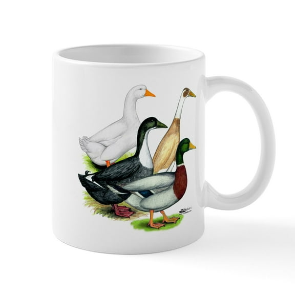 CafePress - Duck Quartet Mug - 11 oz Ceramic Mug - Novelty Coffee Tea Cup