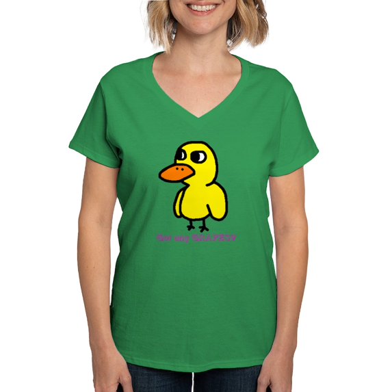 CafePress - Duck (Strait Forward) 6 T Shirt - Women's V-Neck Dark T-Shirt