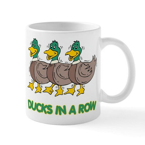 CafePress - Ducks In A Row Mug - 11 oz Ceramic Mug - Novelty Coffee Tea Cup