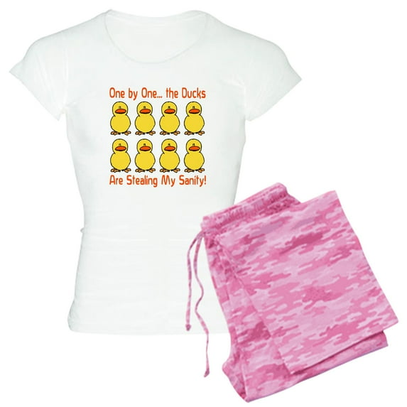 CafePress - Ducks Stealing My Sanity Women's Light Pajamas - Women's Short Sleeve Print T-Shirt and Pants Light Cotton Pajama Set