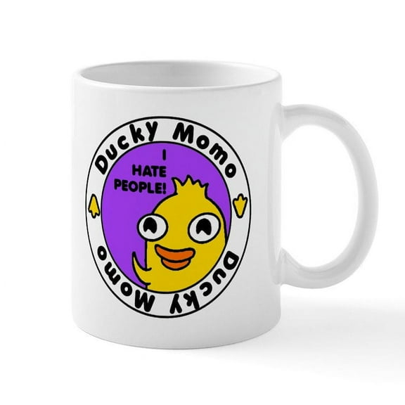 CafePress - Ducky Momo Hates People! Mugs - 11 oz Ceramic Mug - Novelty Coffee Tea Cup