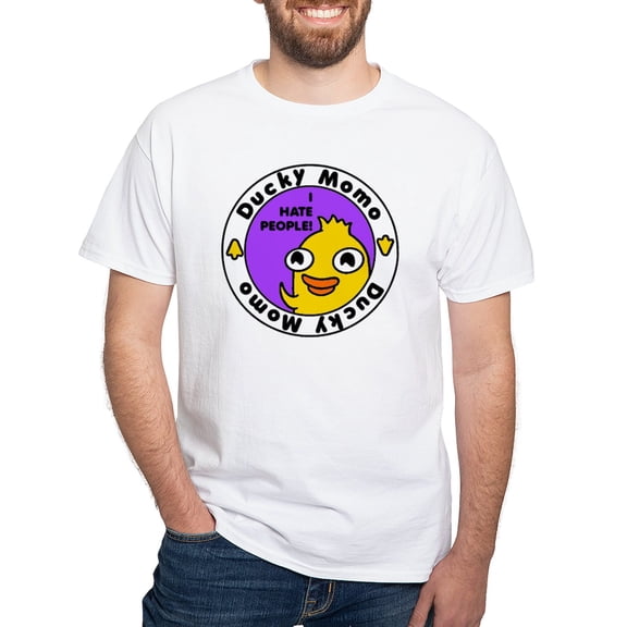 CafePress - Ducky Momo Hates People! T Shirt - Men's White Classic Cotton T-Shirts