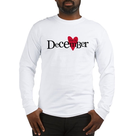 CafePress - Due In December Red Long Sleeve T Shirt - Unisex Cotton Long Sleeve T-Shirt