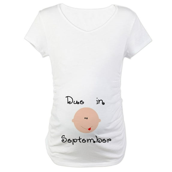CafePress - Due In September Maternity T Shirt - Cotton Maternity T-shirt, Cute & Funny Pregnancy Tee