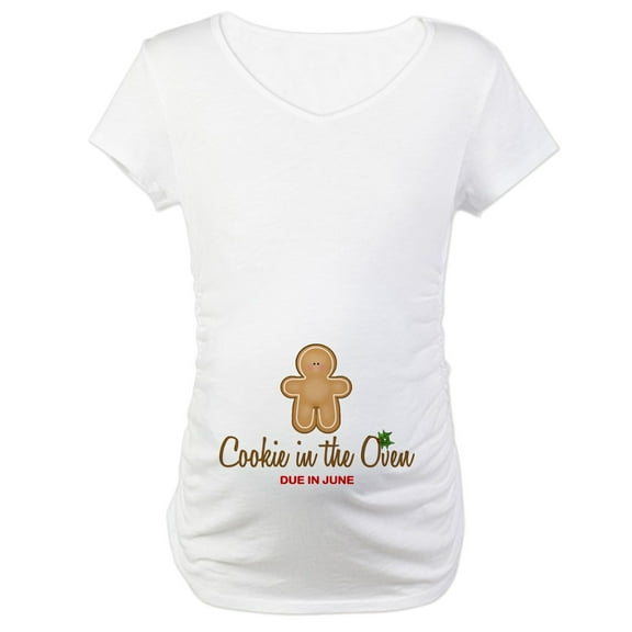 CafePress - Due June Cookie Maternity T Shirt - Cotton Maternity T-shirt, Cute & Funny Pregnancy Tee