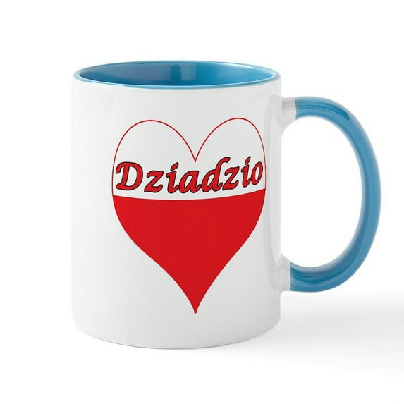 CafePress - Dziadzio Polish Heart Mug - 11 oz Ceramic Mug - Novelty Coffee Tea Cup