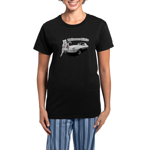 CafePress - E Type Helloooo Kittie Women's Dark Pajamas - Women's Short Sleeve Print T-Shirt and Pants Dark Cotton Pajama Set