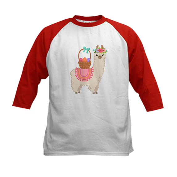 CafePress - EASTER ALPACHA Baseball Jersey - Kids Cotton Baseball Jersey, 3/4 Sleeve Shirt