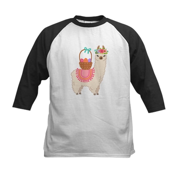 CafePress - EASTER ALPACHA Baseball Jersey - Kids Cotton Baseball Jersey, 3/4 Sleeve Shirt
