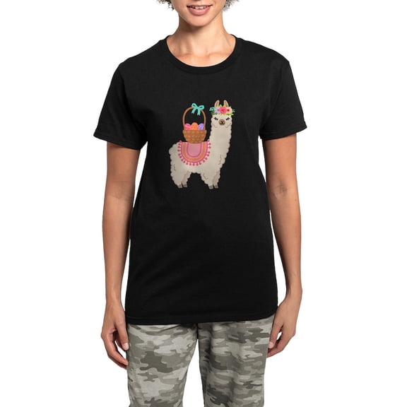 CafePress - EASTER ALPACHA Pajamas - Women's Short Sleeve Print T-Shirt and Pants Dark Cotton Pajama Set