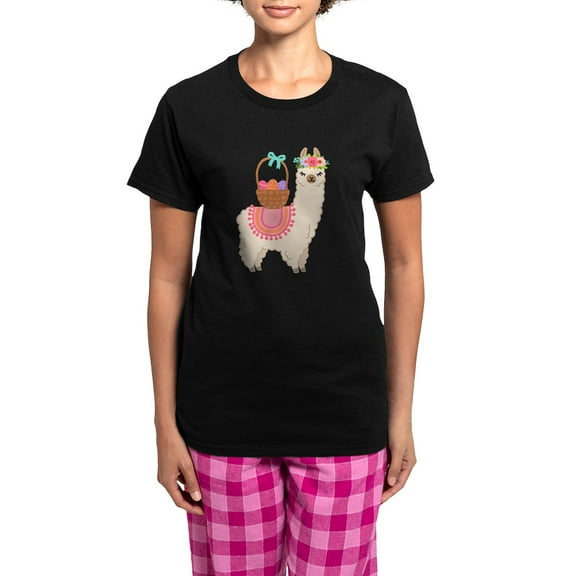 CafePress - EASTER ALPACHA Pajamas - Women's Short Sleeve Print T-Shirt and Pants Dark Cotton Pajama Set